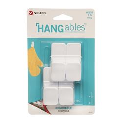 VELCRO Brand HANGables VEL-30107-USA Removable Wall Hook, 1 lb, 4-Hook, White 