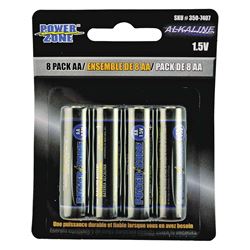 PowerZone LR6-8P-DB Battery, 1.5 V Battery, AA Battery, Alkaline, Manganese Dioxide, Potassium Hydroxide and Zinc 10 Pack 