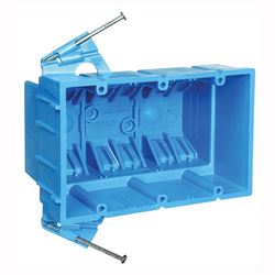 Carlon BH353A Outlet Box, 3 -Gang, PVC, Blue, Nail Mounting 