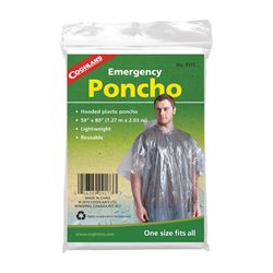 Coghlans 9173 Emergency Poncho, One-Size, Polyethylene, Clear, Reusable 24 Pack 