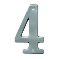 Hy-Ko Prestige Series BR-51SN/4 House Number, Character: 4, 5 in H Character, Nickel Character, Brass, Pack of 3 
