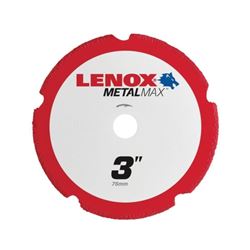 Lenox MetalMax 1972918 Cut-Off Wheel, 3 in Dia, 3/64 in Thick, 3/8 in Arbor, 40, 50 Grit, Diamond Abrasive 