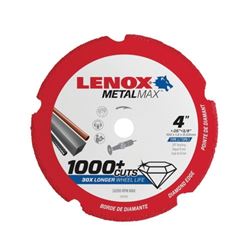 Lenox MetalMax 1972919 Cut-Off Wheel, 4 in Dia, 3/64 in Thick, 3/8 in Arbor, 40, 50 Grit, Diamond Abrasive 