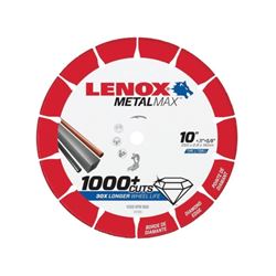 Lenox MetalMax 1972926 Cut-Off Wheel, 10 in Dia, 0.1 in Thick, 5/8 in Arbor, 25, 30 Grit, Diamond Abrasive 