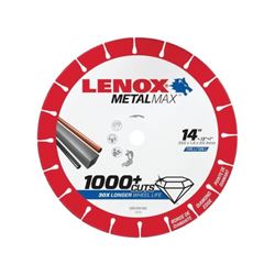Lenox MetalMax 1972929 Cut-Off Wheel, 14 in Dia, 0.13 in Thick, 1 in Arbor, 25, 30 Grit, Diamond Abrasive 