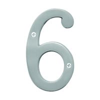 HY-KO Prestige Series BR-43SN/6 House Number, Character: 6, 4 in H Character, Nickel Character, Solid Brass 3 Pack 