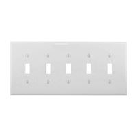 Eaton Wiring Devices PJ5W Wallplate, 10-1/2 in L, 4.88 in W, 5 -Gang, Polycarbonate, White, High-Gloss