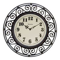 Westclox 32021 Clock, Round, Dark Brown Frame, Plastic Clock Face, Analog 