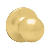 Kwikset 200P 3RCLRCS Passage Knob, Zinc, Polished Brass, 2-3/8 to 2-3/4 in Backset, 1-3/8 to 1-3/4 in Thick Door 