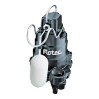 Flotec FPSC3350A Sump Pump, 1-Phase, 9.8 A, 115 V, 0.33 hp, 1-1/2 in Outlet, 24 ft Max Head, 2400 gph, Iron 