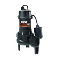 WAYNE RPP50/SEL50 Sewage Pump, 1-Phase, 15 A, 115 V, 0.5 hp, 2 in Outlet, 20 ft Max Head, 10,000 gph, Iron 