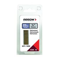 Arrow 23G10-1K Pin Nail, 3/8 in L, 23 Gauge, Galvanized Steel, Round Shank 