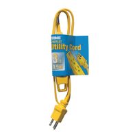 Prime EC840603 Utility Extension Cord, 16/3 AWG Cable, 3 ft L, 13 A, 125 V, Yellow