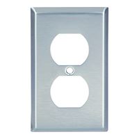 Eaton Wiring Devices 93101-BOX Receptacle Wallplate, 4-1/2 in L, 2-3/4 in W, 1 -Gang, 302 Stainless Steel