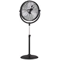 PowerZone FES50-T5 High-Velocity Pedestal Stand Fan, 120 V, 1.25 A, 20 in Dia Blade, 3-Blade, Metal Blade, Black 