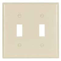Eaton Wiring Devices 2139LA-BOX Wallplate, 4-1/2 in L, 4-9/16 in W, 2 -Gang, Thermoset, Light Almond, High-Gloss 