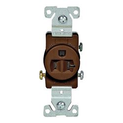 Eaton Wiring Devices 1877B-BOX Single Receptacle, 2 -Pole, 125 V, 20 A, Side Wiring, NEMA: NEMA 5-20R, Brown 