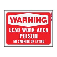 Hy-Ko 20647 Warning Sign, Rectangular, WARNING LEAD WORK AREA POISON NO SMOKING OR EATING, White Legend, Red Background, Pack of 10 