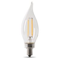 Feit Electric BPCFC40/927CA/FIL/2 LED Bulb, Decorative, Flame Tip Lamp, 40 W Equivalent, E12 Lamp Base, Dimmable, Clear