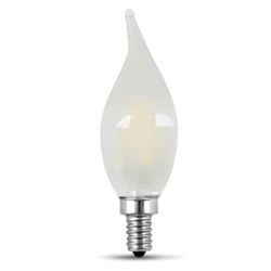 Feit Electric BPCFF40/927CA/FIL/2 LED Bulb, Decorative, Flame Tip Lamp, 40 W Equivalent, E12 Lamp Base, Dimmable, 2/PK 