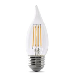Feit Electric BPEFC40/927CA/FIL/2 LED Bulb, Decorative, Flame Tip Lamp, 40 W Equivalent, E26 Lamp Base, Dimmable, Clear, 2/PK 