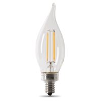 Feit Electric BPCFC60/927CA/FIL/2 LED Bulb, Decorative, Flame Tip Lamp, 60 W Equivalent, E12 Lamp Base, Dimmable, Clear 