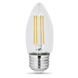 Feit Electric BPETC60/927CA/FIL/2 LED Bulb, Decorative, B10 Lamp, 60 W Equivalent, E26 Lamp Base, Dimmable 