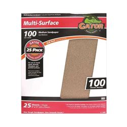 Gator 3264 Sanding Sheet, 11 in L, 9 in W, 100 Grit, Medium, Aluminum Oxide Abrasive 