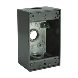 Hubbell 5320-7 Weatherproof Box, 3-Outlet, 1-Gang, Aluminum, Bronze, Powder-Coated 