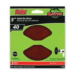 Gator 3003 Sanding Disc, 5 in Dia, 40 Grit, Extra Coarse, Aluminum Oxide Abrasive, Paper Backing 