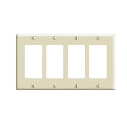 Leviton 80412-I Wallplate, 4-1/2 in L, 8.19 in W, 4-Gang, Plastic, Ivory 