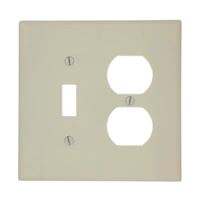 Leviton 80505-I Combination Wallplate, 4-3/8 in L, 3-1/8 in W, Midway, 2 -Gang, Plastic, Ivory, Device Mounting