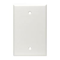 Leviton 80514-W Blank Wallplate, 3-1/8 in L, 4-7/8 in W, 1/4 in Thick, 1 -Gang, Plastic, White, Box Mounting 