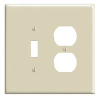 Leviton 86105 Combination Wallplate, 5-1/4 in L, 3-1/2 in W, Oversized, 2 -Gang, Plastic, Ivory, Device Mounting 