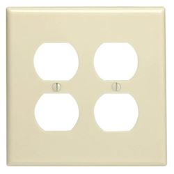 Leviton 86116 Receptacle Wallplate, 5-1/4 in L, 5.31 in W, Oversized, 2 -Gang, Plastic, Ivory, Surface Mounting 