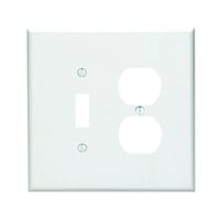 Leviton 88105 Combination Wallplate, 5-1/4 in L, 3-1/2 in W, Oversized, 2 -Gang, Plastic, White, Device Mounting 