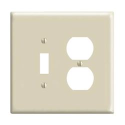 Leviton 0PJ18-I Combination Wallplate, 4-3/8 in L, 3-1/8 in W, Midway, 2 -Gang, Nylon, Ivory, Device Mounting 
