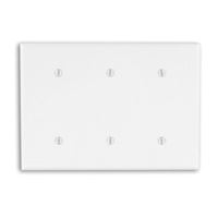 Leviton 88035 Blank Wallplate, 4-1/2 in L, 6.38 in W, 0.22 in Thick, 3 -Gang, Thermoset Plastic, White 
