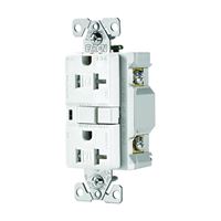 Eaton Wiring Devices TRAFCI20W AFCI Receptacle, 2 -Pole, 20 A, 125 V, Back, Side Wiring, NEMA: 5-20R, White 