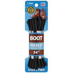 Shoe Gear 1N311-34 Boot Lace, Round, Black, 54 in L 
