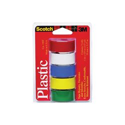 Scotch 190T Colored Tape, 125 in L, 3/4 in W, Plastic Backing 