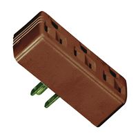 Eaton Wiring Devices 1147B-BOX Outlet Adapter, 2 -Pole, 15 A, 125 V, 3 -Outlet, NEMA: NEMA 5-15R, Brown 