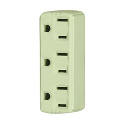 Eaton Wiring Devices 1147V-BOX Outlet Adapter, 2 -Pole, 15 A, 125 V, 3 -Outlet, NEMA: NEMA 5-15R, Ivory 
