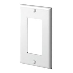 Leviton 122-80401-0NW Wallplate, 4-1/2 in L, 2-3/4 in W, 1 -Gang, Nylon, White, Device Mounting 