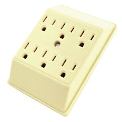Eaton Wiring Devices C1146V Outlet Adapter, 2 -Pole, 15 A, 125 V, 6 -Outlet, NEMA: NEMA 5-15R, Ivory 