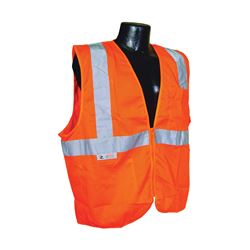 Radwear SV2ZOM-XL Economical Safety Vest, XL, Unisex, Fits to Chest Size: 28 in, Polyester, Orange/Silver, Zipper 