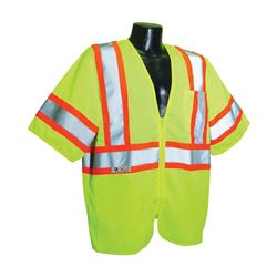 Radwear SV22-3ZGM-XL Economical Safety Vest, XL, Polyester, Green/Silver, Zipper 