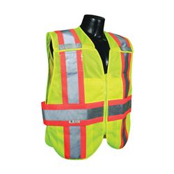 Radwear SV24-2ZGM-XL/2XL Expandable Safety Vest, XL/2XL, Polyester, Green/Silver, Zip-N-Rip 