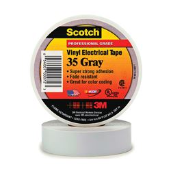 Scotch 35 Electrical Tape, 66 ft L, 3/4 in W, PVC Backing, Gray 