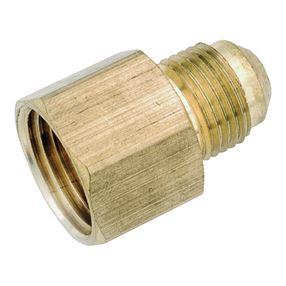 Anderson Metals 754046-0404 Tube Coupling, 1/4 in, Flare x FNPT, Brass, Pack of 10